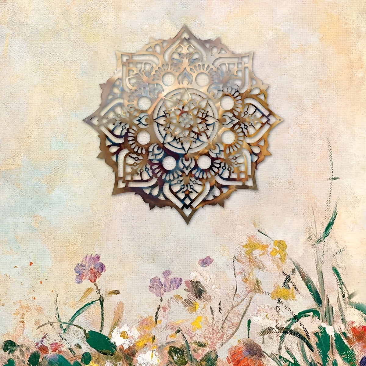 Geometric Mandala Metal Wall Decor Elegant Iron Artwork