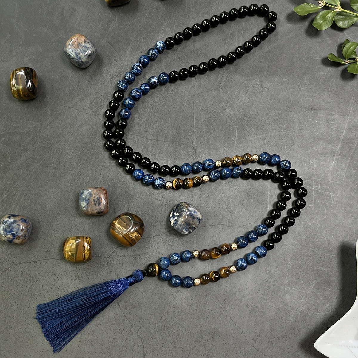 Blossom And Radiate Bohemian Tiger Eye Agate Mala Necklace