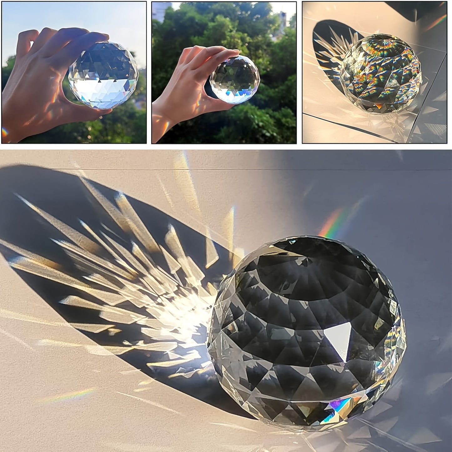 Blossom Radiate Crystal Glass Ball Rainbow Prism Home Decor