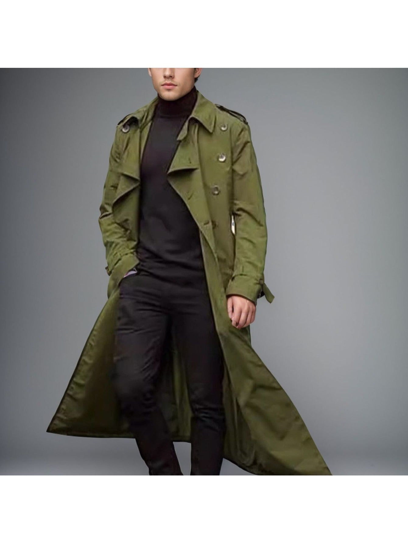 Blossom And Radiate Men Trench Coat Button Front Closure
