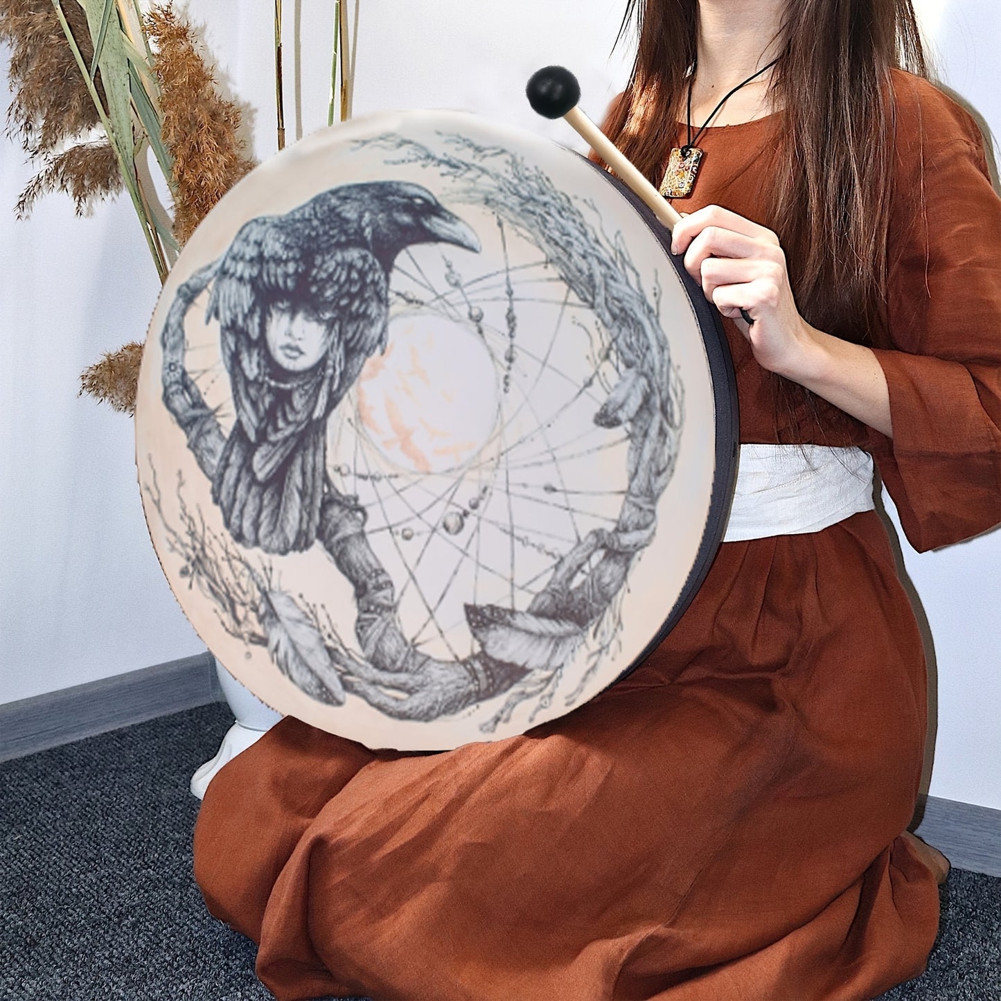 VMONKE Raven Shamanic Drum For Meditation And Spirit