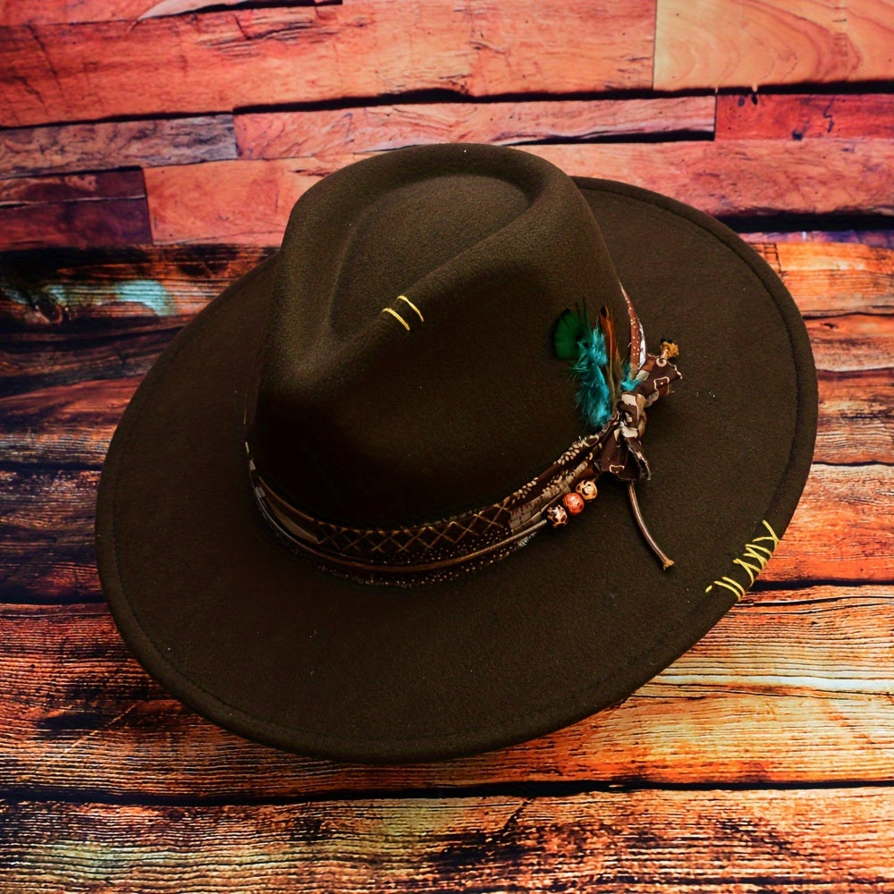Bohemian Style Bow Feather Hat Accessory For Men And Women