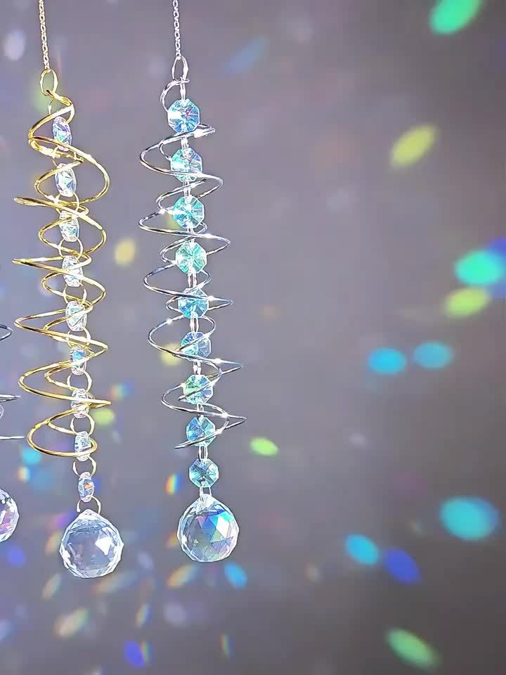 3D Spiral Wind Chime Stabilizer Crystal Pendant Stainless Steel